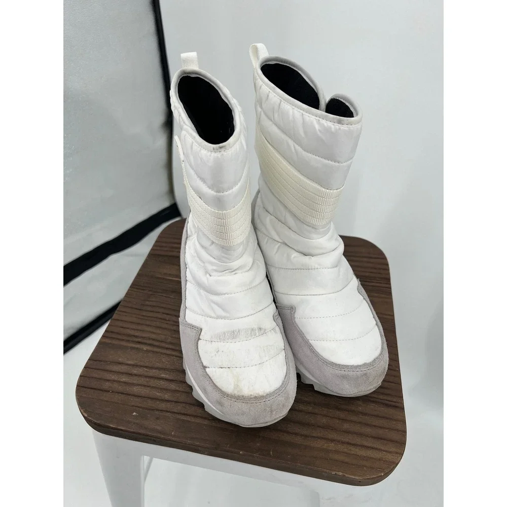 Merrell Alpine Pull On Puffer Boots White Grey Nylon Suede Womens 7.5